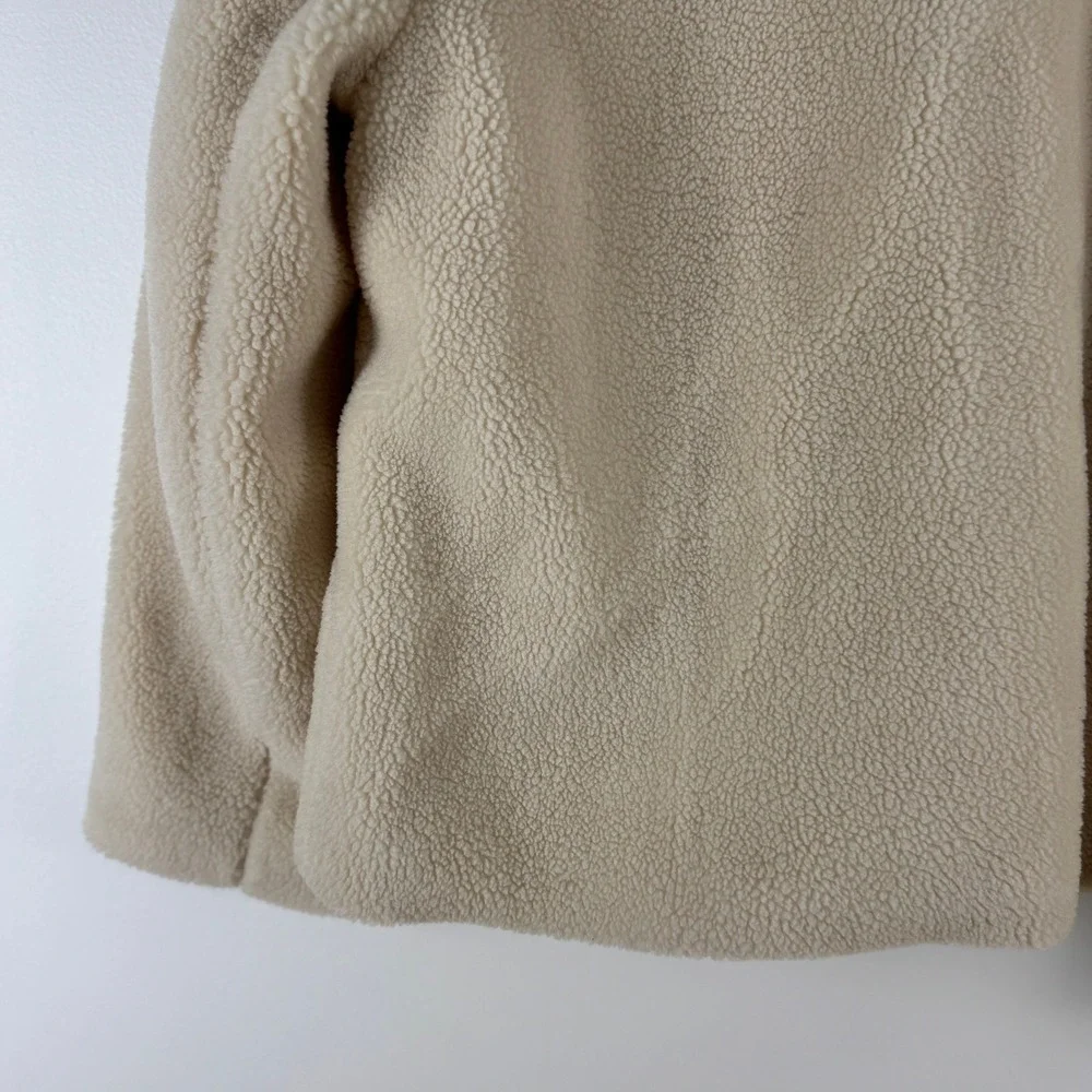 Rebecca Minkoff Sherpa Fleece Teddy Coat Cream Button‎ Front Pockets Women's S